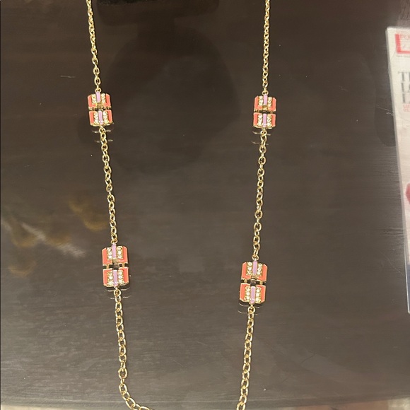 Elegant Gold and Pink Double Chain Necklace - Picture 6 of 6